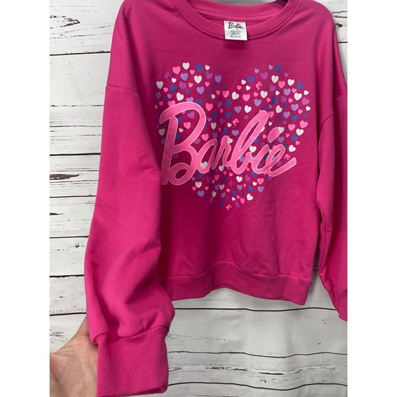 Barbie Girls Pink‎ Heart Logo Long Sleeve Pull Over Sweatshirt Size XL - Picture 3 of 7